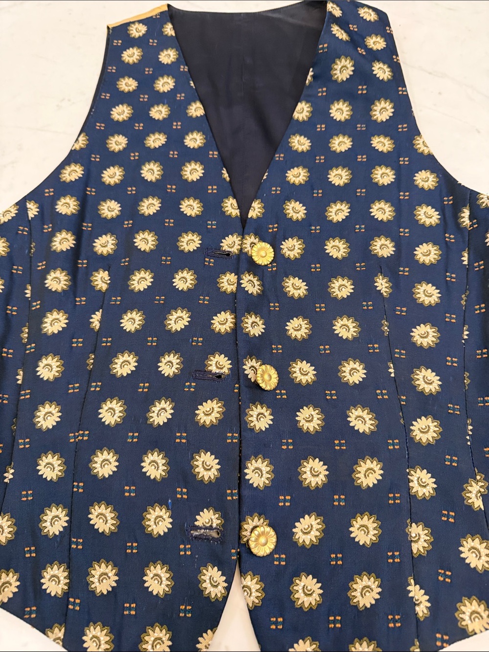Navy Floral Embroidered Sleeveless Vest